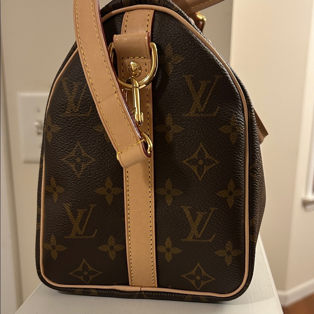 Louis Vuitton Speedy Bandoulière 25 Brown Monogram Satchel Lock Key Dust Bag Box - Picture 8 of 13